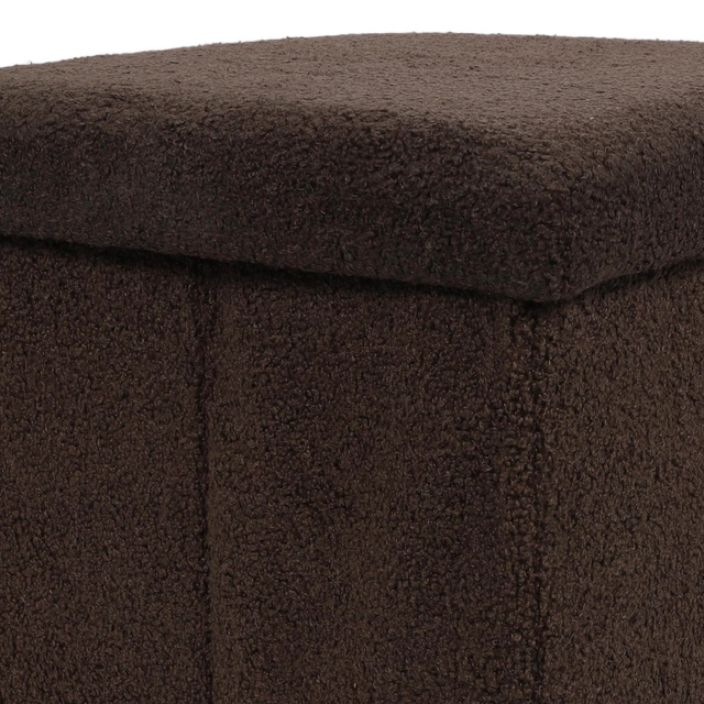 Taburet bouclé cu spațiu de depozitare BINI, 38 x 38 x 38 cm