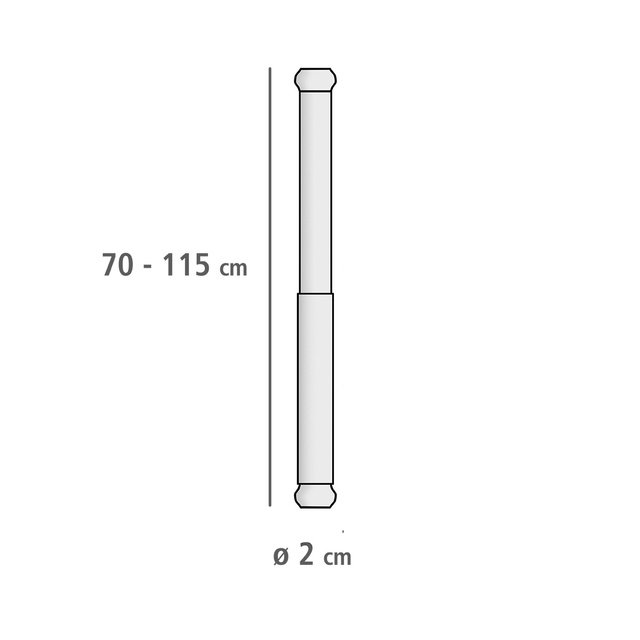 Baston telescopic pentru perdea de duș, Ø 2 cm, 70-115 cm, WENKO
