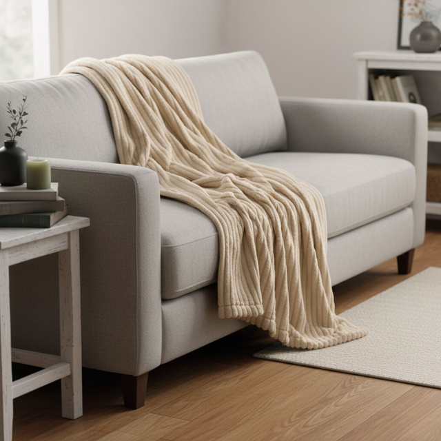 Pătură din flanel 160 x 130 cm, bej