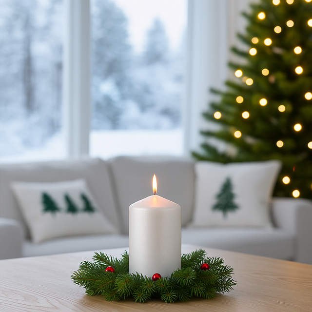 Lumanare cilindrica, lucioasa, 12 cm