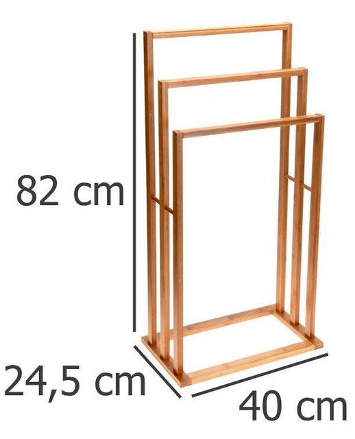 Suport pentru prosoape de baie BAMBUS, cu 3 brațe