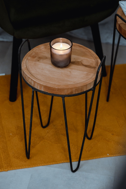 Set 2 masute de cafea din lemn de tec,cadru metalic