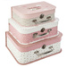 Set 3 cutii decorative din carton, Roz