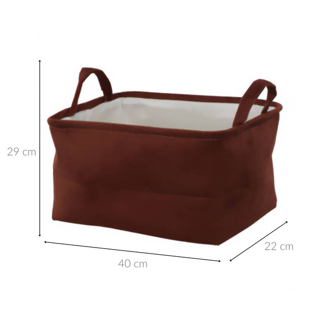 Coș de depozitare cu mânere, din poliester, 40 x 29 x 22 cm