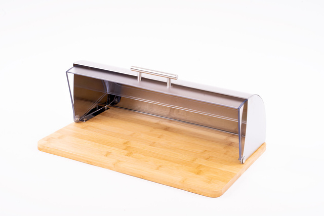 Cos servire pentru paine, Secret de Gourmet, 37x27x15 cm, Lemn, Maro/Transparent