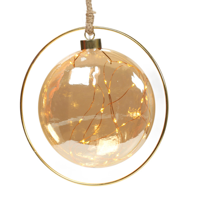 Decorațiune luminoasă din sticlă LED cu timer, Ø 18 cm