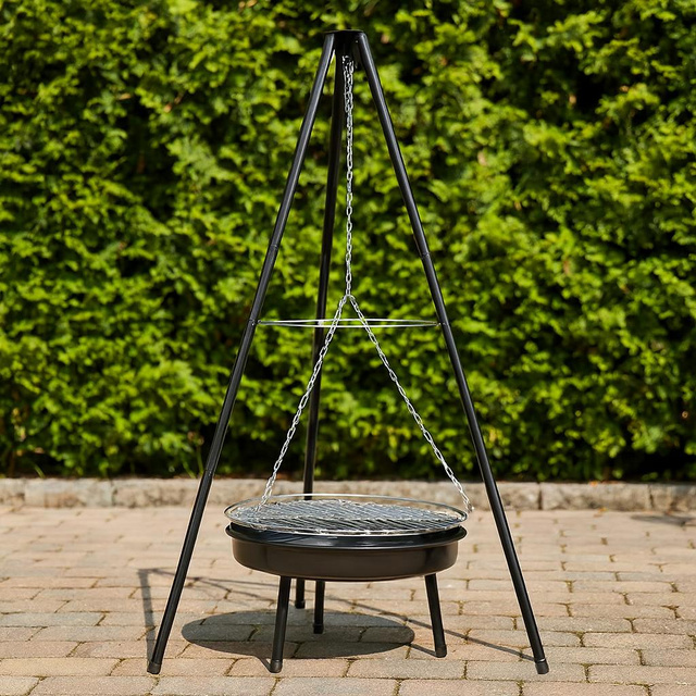 Grătar de grădină cu trei picioare IGNIS, cu focar și grătar, 151 cm