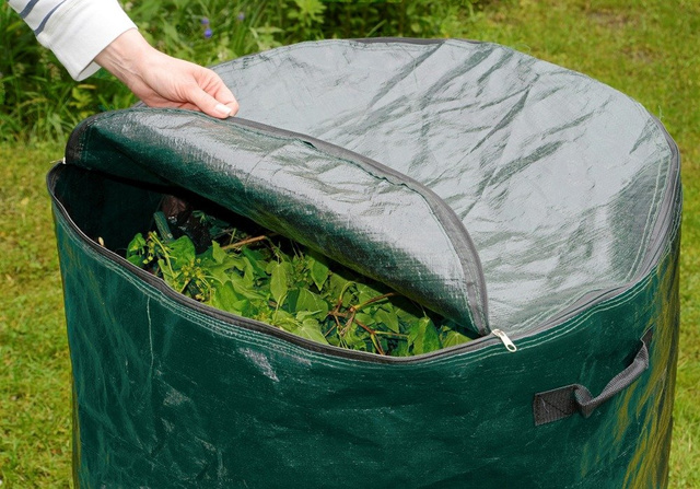 Geantă de grădină cu fermoar, geantă din poliester cu capac și 2 mânere - 275 l