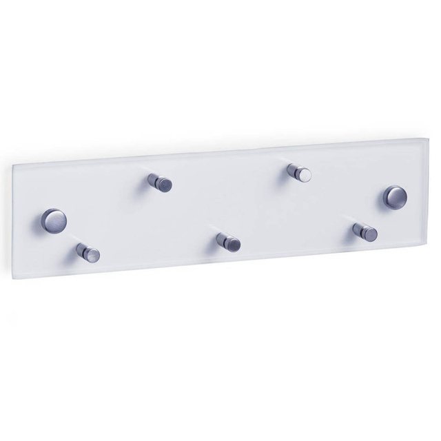 Cuier chei 30x8 cm + 5 carlige, sticla, inox, ZELLER