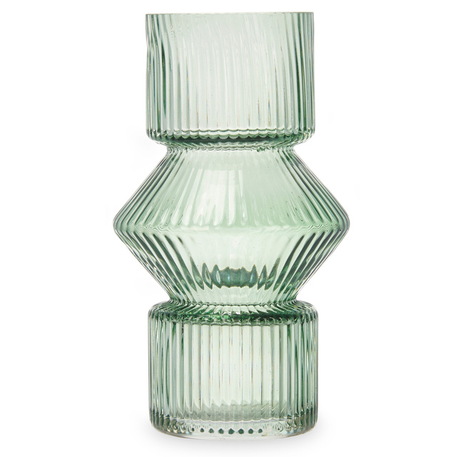 Vaza din sticla, canelata, 9,5 x 16,5 cm