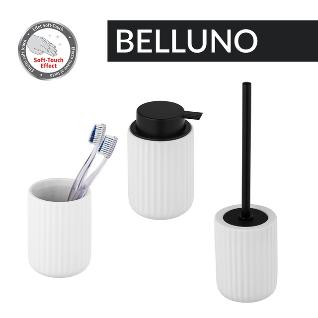 Perie WC cu suport BELLUNO, Ceramica, Alb, Wenko
