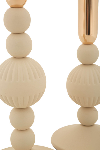 Set de 2 suporturi pentru lumânări ASTER cu relief floral, înălțimi 20 cm & 25 cm