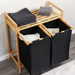 Cos de rufe din bambus, doua compartimente, 64 x 73 cm