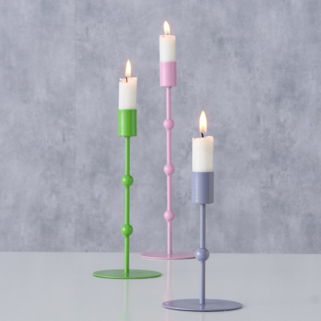 Suporturi de lumanari metalice Kimberly, set 3bucati, culori pastelate