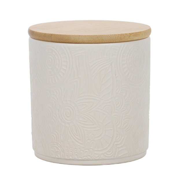 Borcan ceramic cu capac din bambus, Ø 10 x 10,5 cm