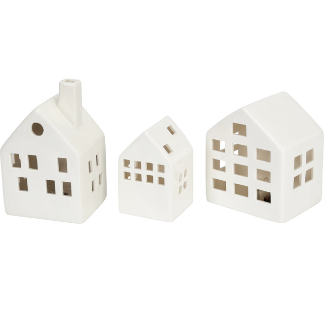 Căsuțe LED ceramice SCANDI, 3 decorațiuni luminoase