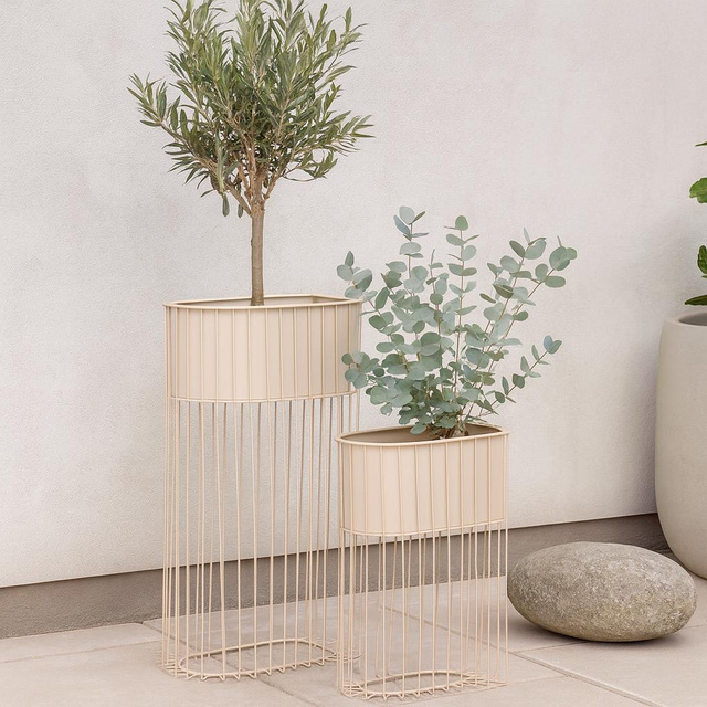 Set de 2 suporturi de flori metalice SOFT FORM, nisipiu