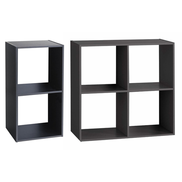 Raft decorativ cu 2 compartimente, inaltime 67,6 cm, negru