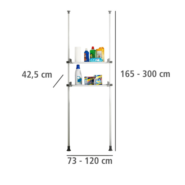 Raft telescopic de bucătărie și baie, HERKULES Rafturi duble pentru dulap, 2 nivele, WENKO