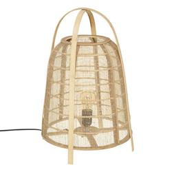 Veioza in forma de felinar CARMEN, abajur din bambus, inaltime 49 cm