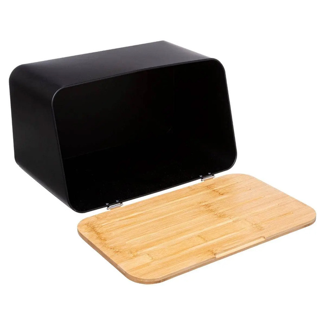 Cutie pentru paine si tocator, Negru, 37x22 cm, Five