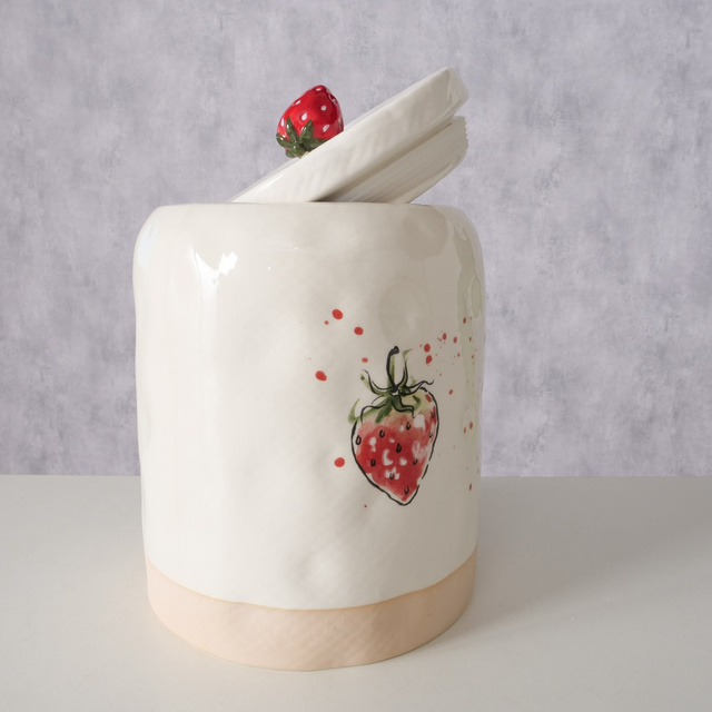 Recipient de bucatarie ceramica, cu capac, CAPSUNI