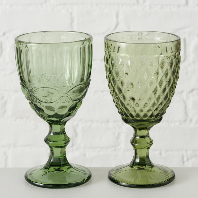 Potir cu decor, verde, AURORA, 300 ml