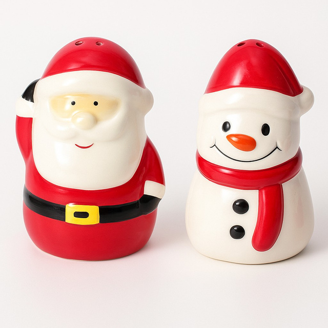 Săculețul de sare și piper NOELUNE Moș Crăciun și omulețul de zăpadă