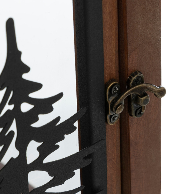 Felinare din lemn cu cadru metalic si maner, 2 bucati