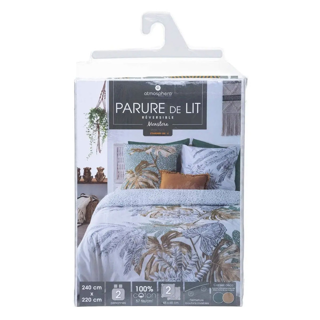 Lenjerie de pat bumbac MONSTERA pentru 2 persoane, 240x220 cm