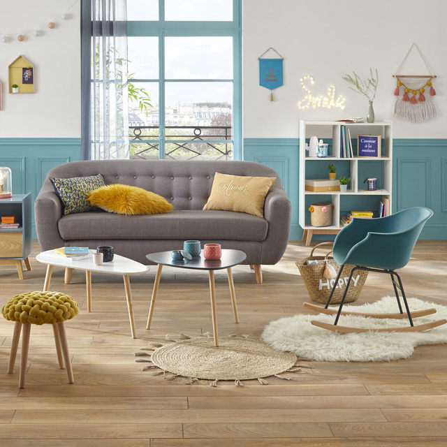 Covor decorativ din iută, Ø 80 cm, rotund cu franjuri