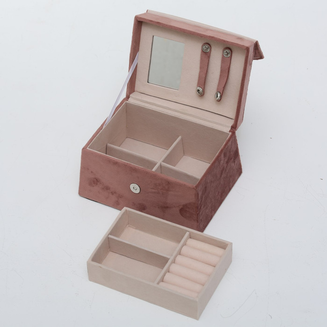 Cutie de bijuterii Clea cu oglinda, roz