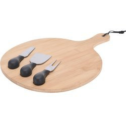 Tocator pentru branzeturi, din bambus, cu 3 cutite