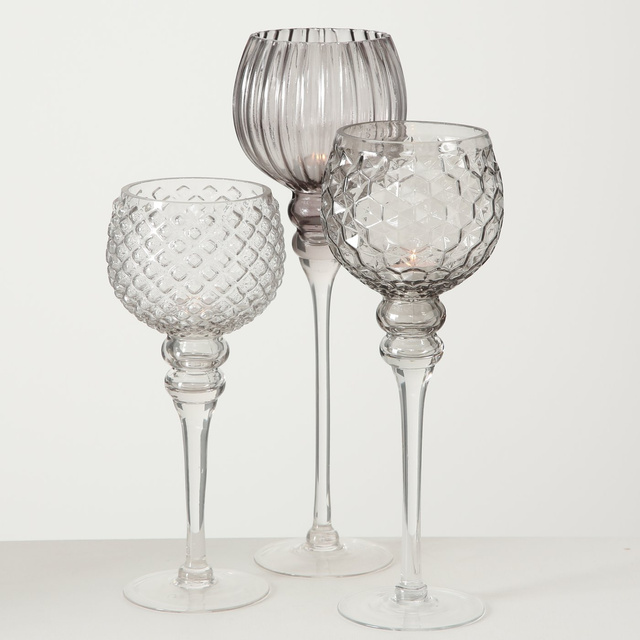 Set 3 sfeșnice din sticlă, Manou