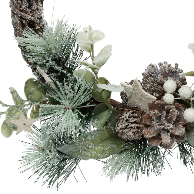 Decoratiune usa, coronita cu con de pin si crengute, Ø 25 cm