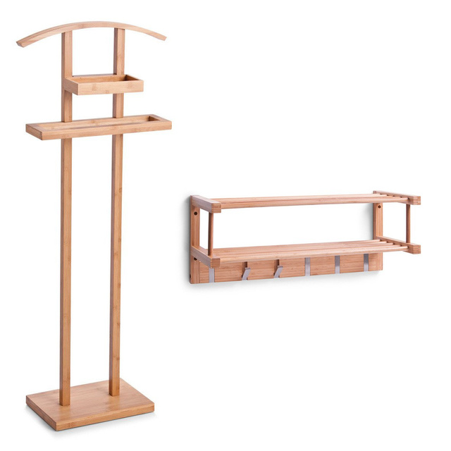 Wieszak na garnitur, ubrania, bambusowy, 45x24x111 cm, ZELLER