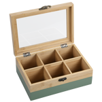 Cutie de ceai din bambus cu 6 compartimente, 21 x 15 x 8 cm