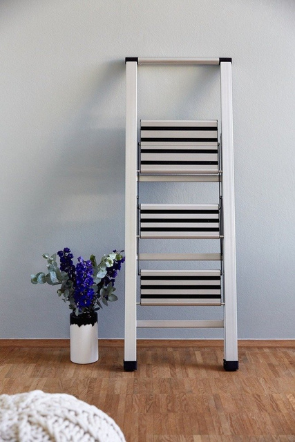 Scară din aluminiu, cu 3 trepte, WENKO, gri