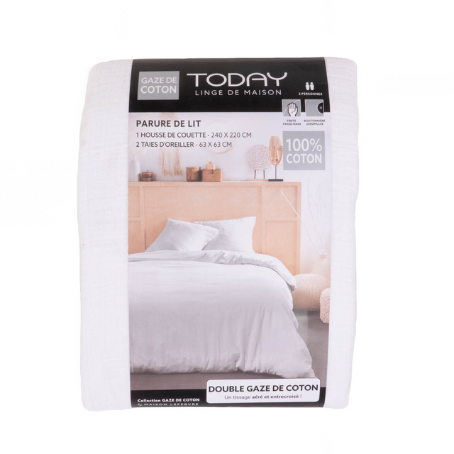 Lenjerie de pat din bumbac alb MATISSE, muselină de bumbac, 220 x 240 cm