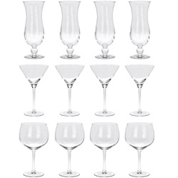 Pahare pentru cocktailuri, 3 tipuri de pahare pentru cocktailuri: Gin, Tonic, Hurricane, 12 bucati