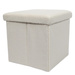Taburet bouclé cu spațiu de depozitare BINI, 38 x 38 x 38 cm