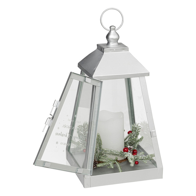 Felinar metalic cu lumanare LED, 32 x 17 cm