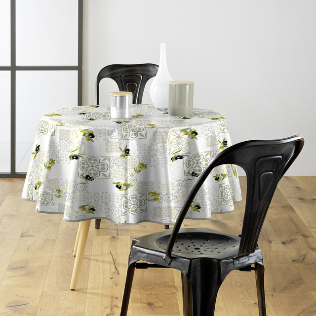 Fata de masa rotunda cu model spaniol ANDALOUSIE, Ø 160 cm, plastic