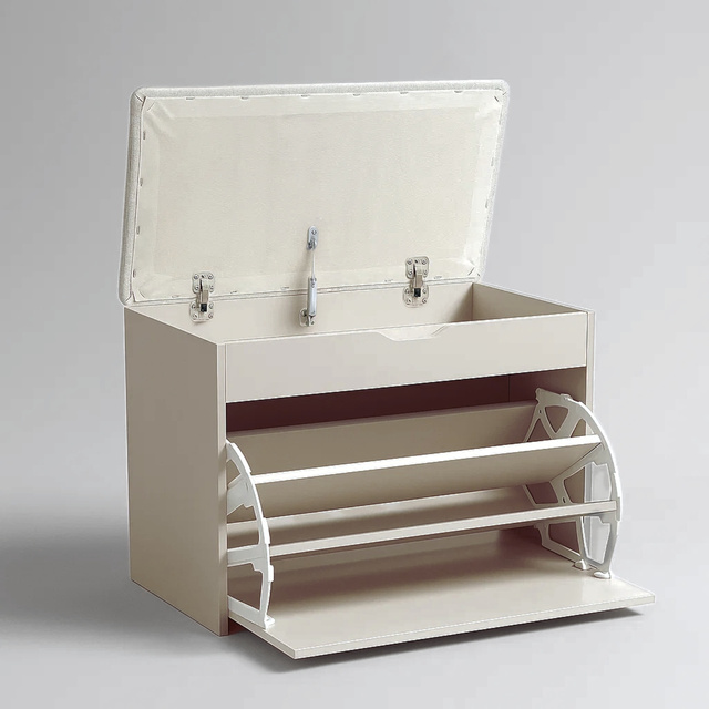 Dulap pentru pantofi cu loc de șezut și rafturi retractabile VAULT, 57 x 30 x 53 cm