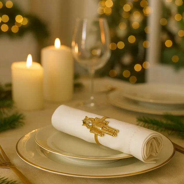 Inel pentru șervețele, cu ciocan pentru nuci, 2 bucăți