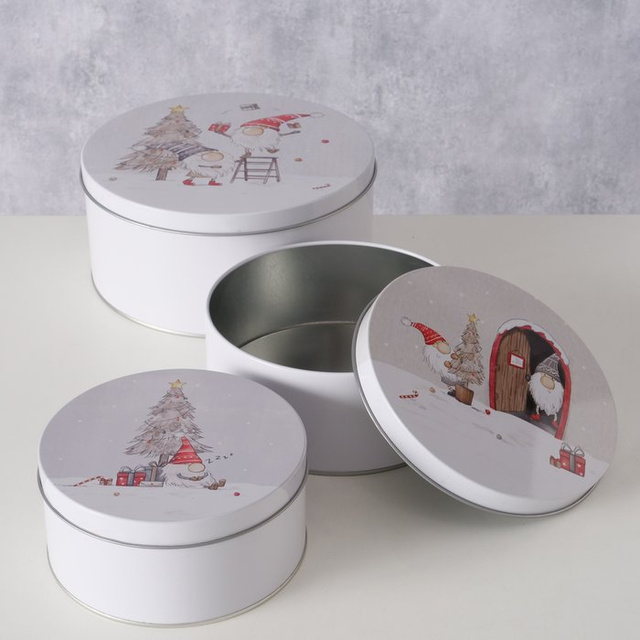 Set de trei cutii de depozitare FIETE, Ø 14-20 cm