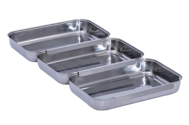 Set 3 tavi servire/preparare, Inox, 22x16x3 cm