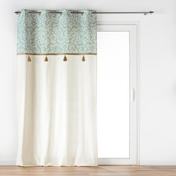 Perdea din bumbac două culori cu ciucuri, VIVOLINE, 140 x 240 cm