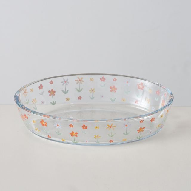 Vase rezistente la caldura din sticla Blumi, model cu flori, 2 bucati