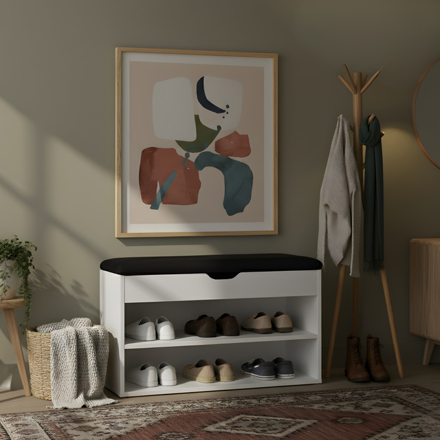 Dulap pentru pantofi cu loc de șezut LEVA, 60 x 30 x 47 cm